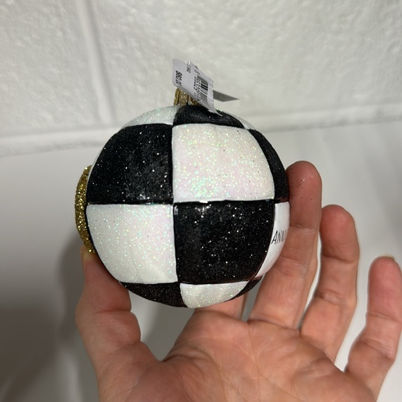 *NEW* BLOOMINGDALES EXCLUSIVE BLACK AND WHITE GLITTER BALL ORNAMENT - Picture 6 of 8